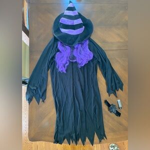 Black and Purple Witch Halloween Costume with Hat 8/10